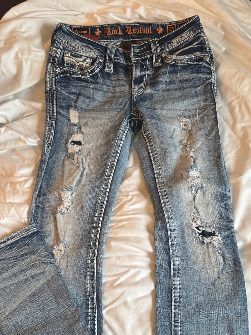 Rock Revival Women’s Light Blue Distressed Skinny Jeans